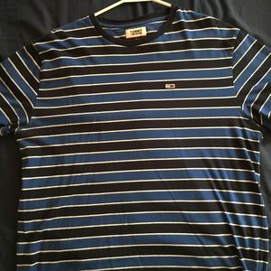 Tommy Jeans Blue Bold Striped T-Shirt Men’s Size L